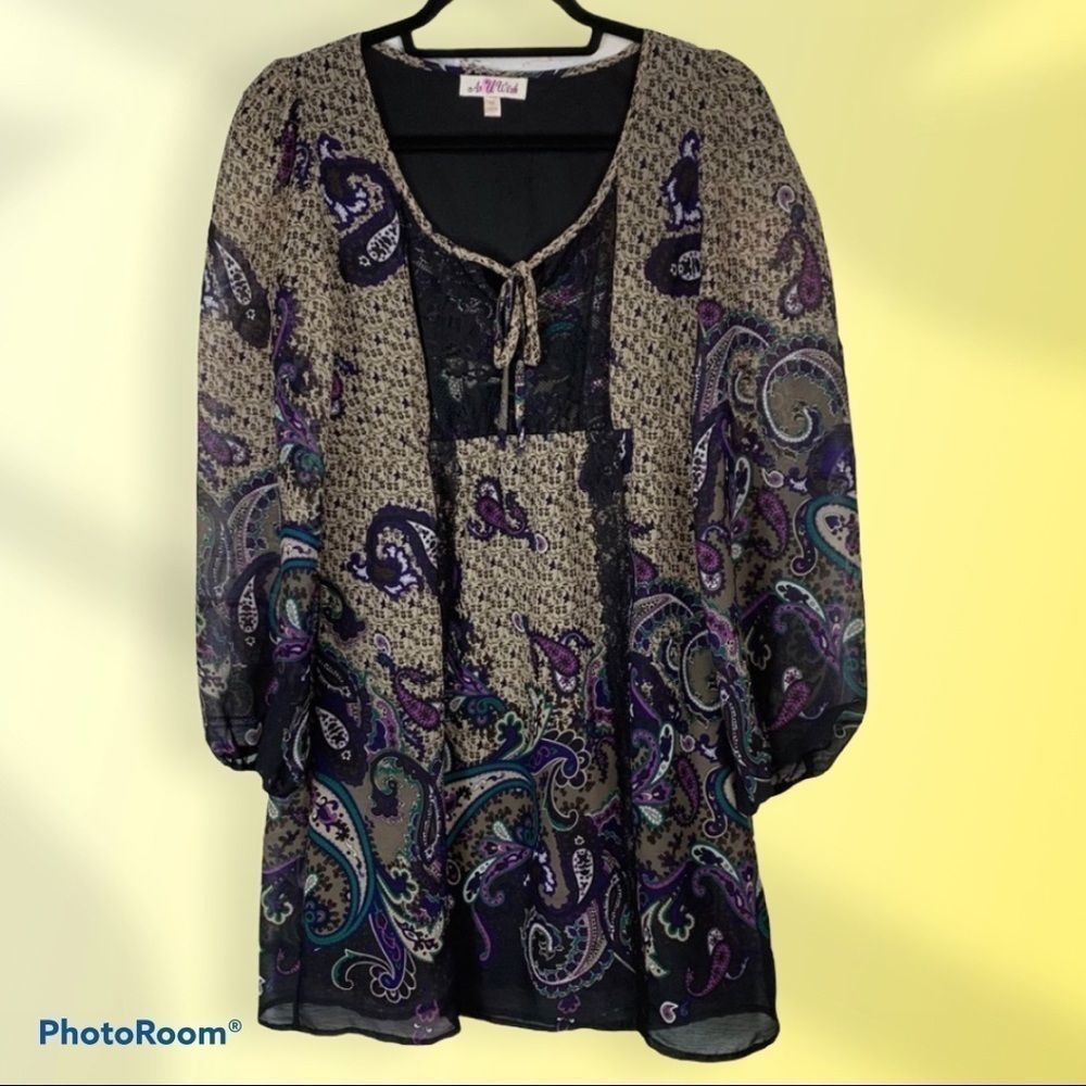 EUC As U Wish Boho Long Sleeve Dress CUTE!!